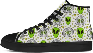 Alien Shoes for Men Women Funny High Top Canvas Sneakers Lace Up Casual Walking Shoes Gifts for Dad Mom