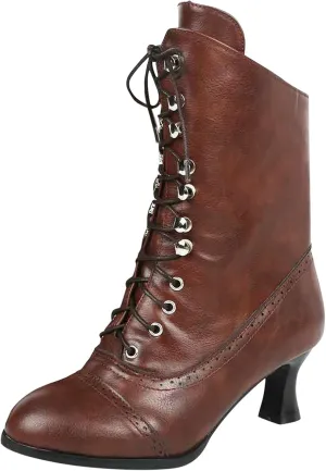 AMDBEL Black Gothic Boots Women Platform Women's Ankle Boots Mid Calf Boots Gothic Chunky Heel Lace Up Mesh Vintage Round Toe Knight Boots Witch Boots for Women, Winter Boots For Women 2023 Trendy