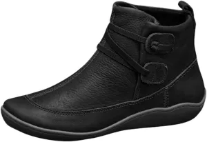 AMDBEL Boots For Women Ankle Booties, Arch Support Womens Low Heel Lace Up Zipper Booties Casual Slip On Leather Short Bootie