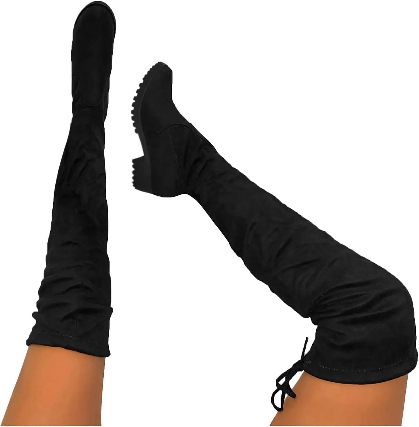 AMDBEL Boots for Women, Over The Knee Boots for Women Women's Over The Knee Thigh High Boots Long Stretch Chunky Heels Boots