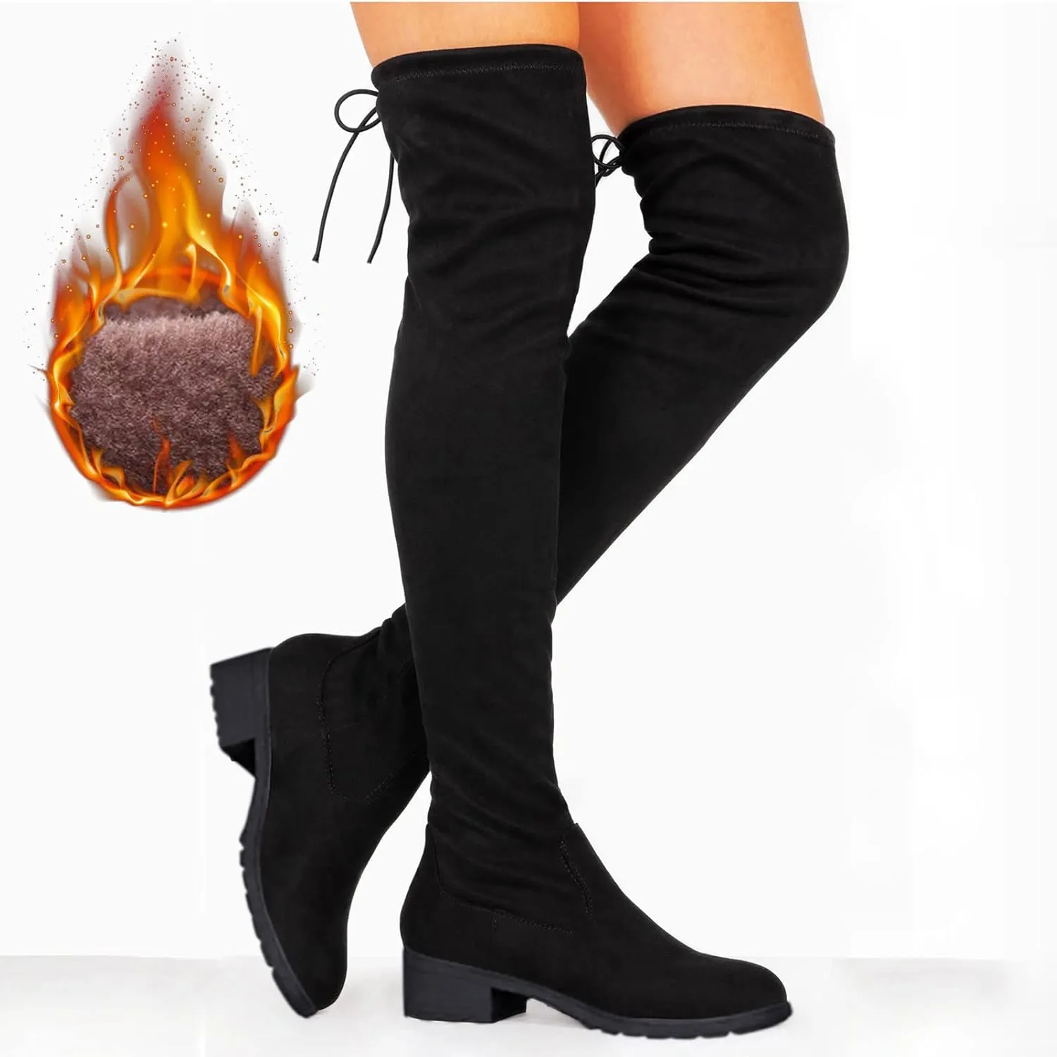 AMDBEL Boots for Women, Over The Knee Boots for Women Women's Over The Knee Thigh High Boots Long Stretch Chunky Heels Boots