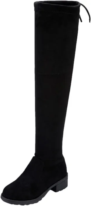 AMDBEL Boots for Women, Over The Knee Boots for Women Women's Over The Knee Thigh High Boots Long Stretch Chunky Heels Boots