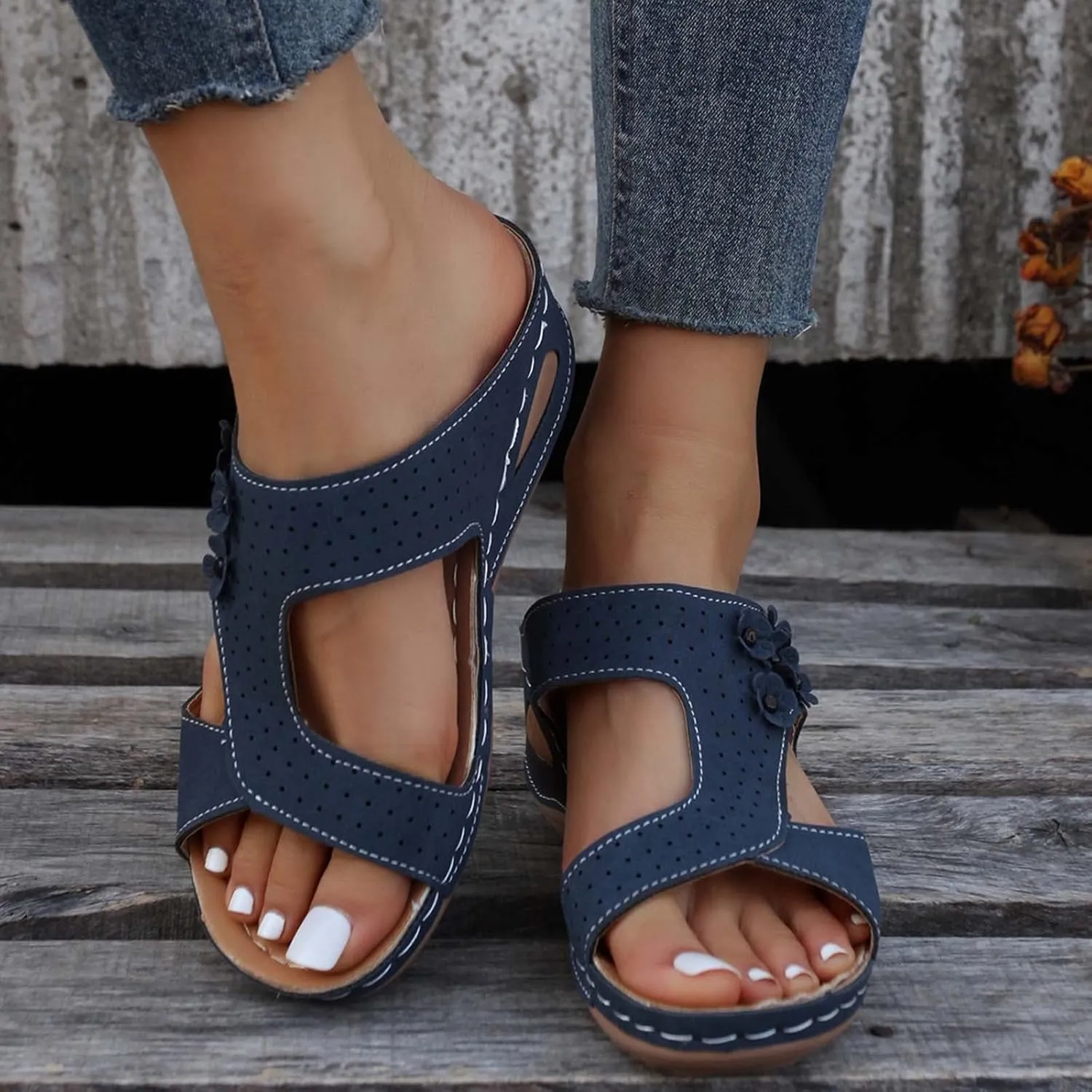 AMDBEL Orthopedic Sandals for Women, Womens Girls Walking Slippers with Arch Support Anti-Slip Breathable Slip On Flip Flops
