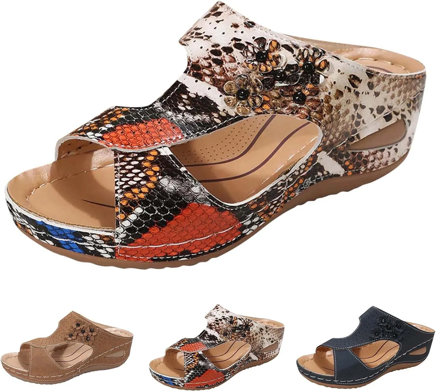 AMDBEL Orthopedic Sandals for Women, Womens Girls Walking Slippers with Arch Support Anti-Slip Breathable Slip On Flip Flops
