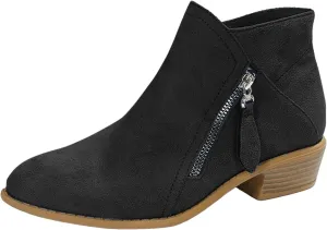 Ankle Boots for Women Mid Calf Boots Fashion Comfortable Soft Sole Ankle Boots Outdoor Casual Suede Zipper Short Boot