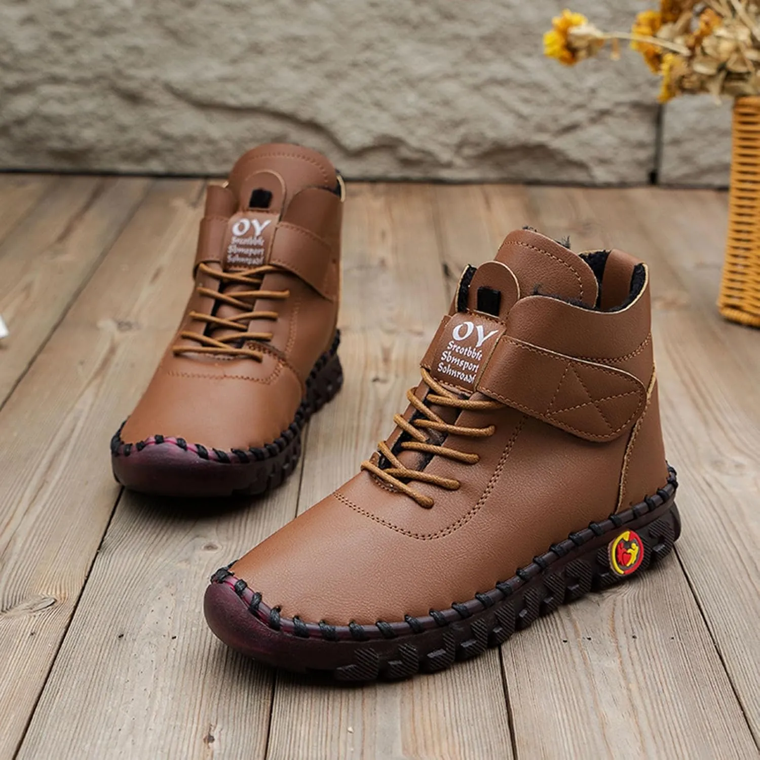Ankle Boots for Women Platform Boots for Women New Winter Plus Size Women'S Shoes Lace Up Plush Warm Lined Boots