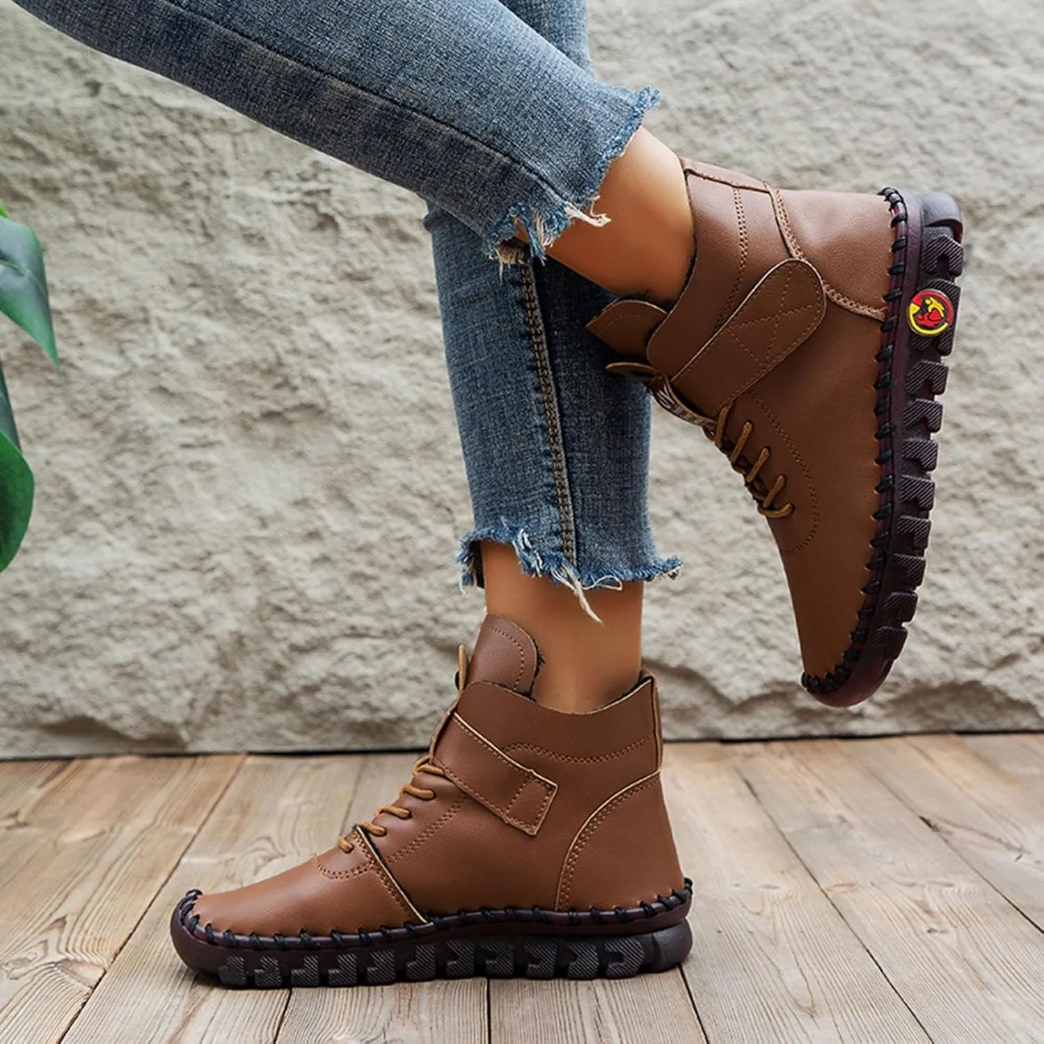 Ankle Boots for Women Platform Boots for Women New Winter Plus Size Women'S Shoes Lace Up Plush Warm Lined Boots