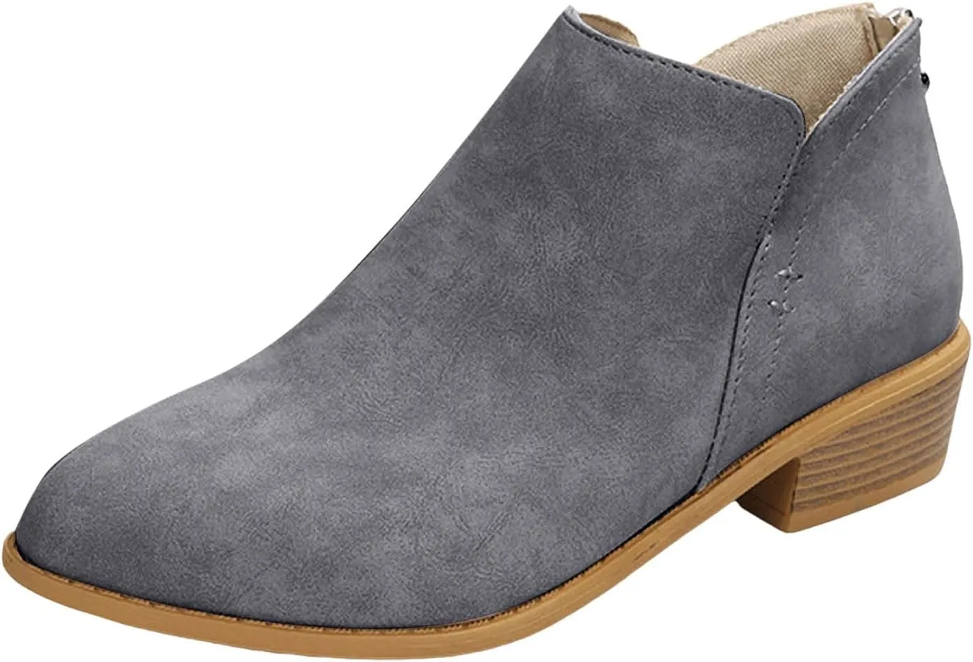 Ankle Boots for Women Riding Boots for Women Fashion British Style Pointed Toe Block Heels Pull on Boots for Women