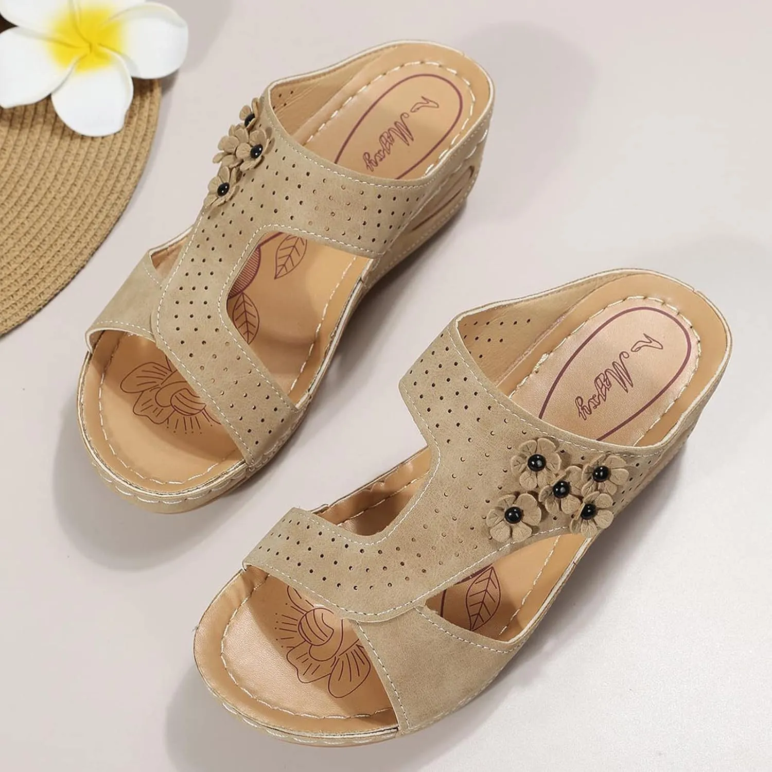 Arch Support Wedge Sandals Women Sandales Pour Femmes Comfort Dressy Summer Sandals Open Toe Walking Slip On Sandals
