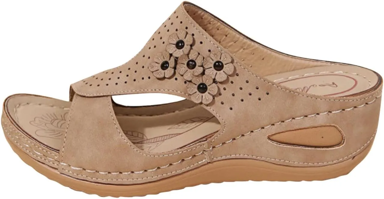 Arch Support Wedge Sandals Women Sandales Pour Femmes Comfort Dressy Summer Sandals Open Toe Walking Slip On Sandals