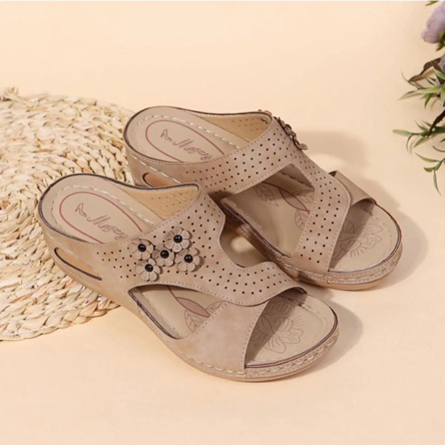 Arch Support Wedge Sandals Women Sandales Pour Femmes Comfort Dressy Summer Sandals Open Toe Walking Slip On Sandals