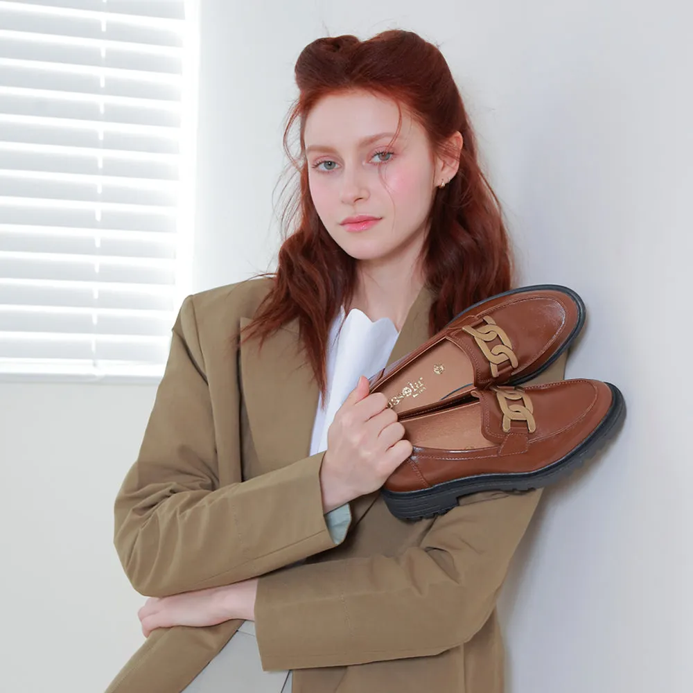 Arezzo Metallic Chain Loafers (Nutshell)