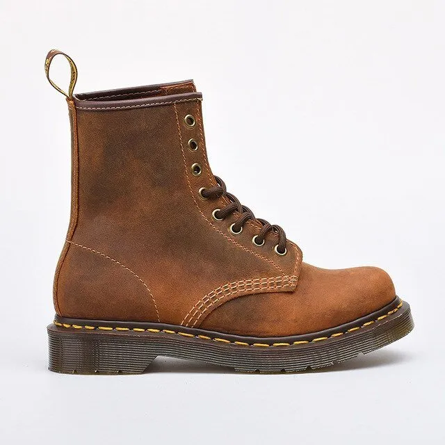 Autumn and winter new leather mid-tube Martin boots