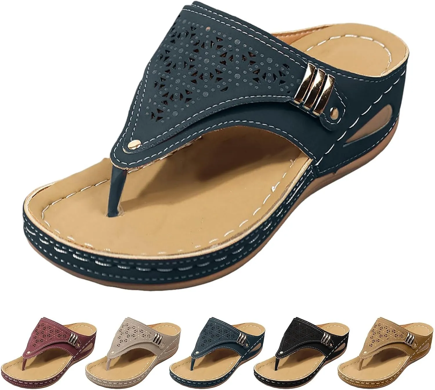 Beach Flip Flops Women Arch Support Flip Flops for Beach Women's Slide Sandal Wide Width Sandal for Women