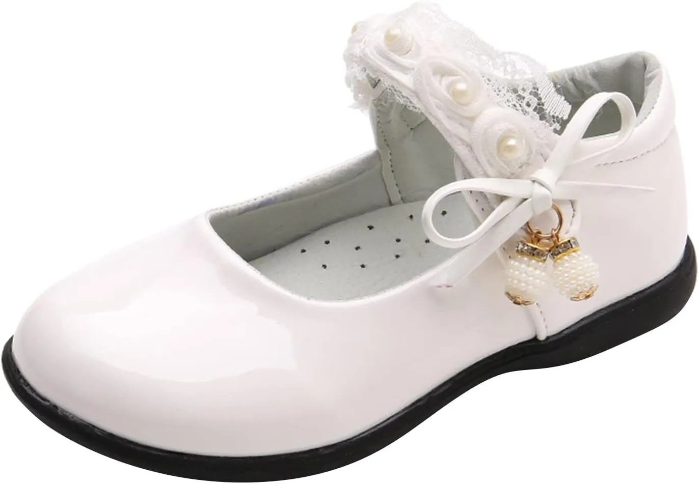 Big Girls Dancing Loafers Single Shoes Wedding Party Performance Shoes Lace Floral Decorations and Pendants