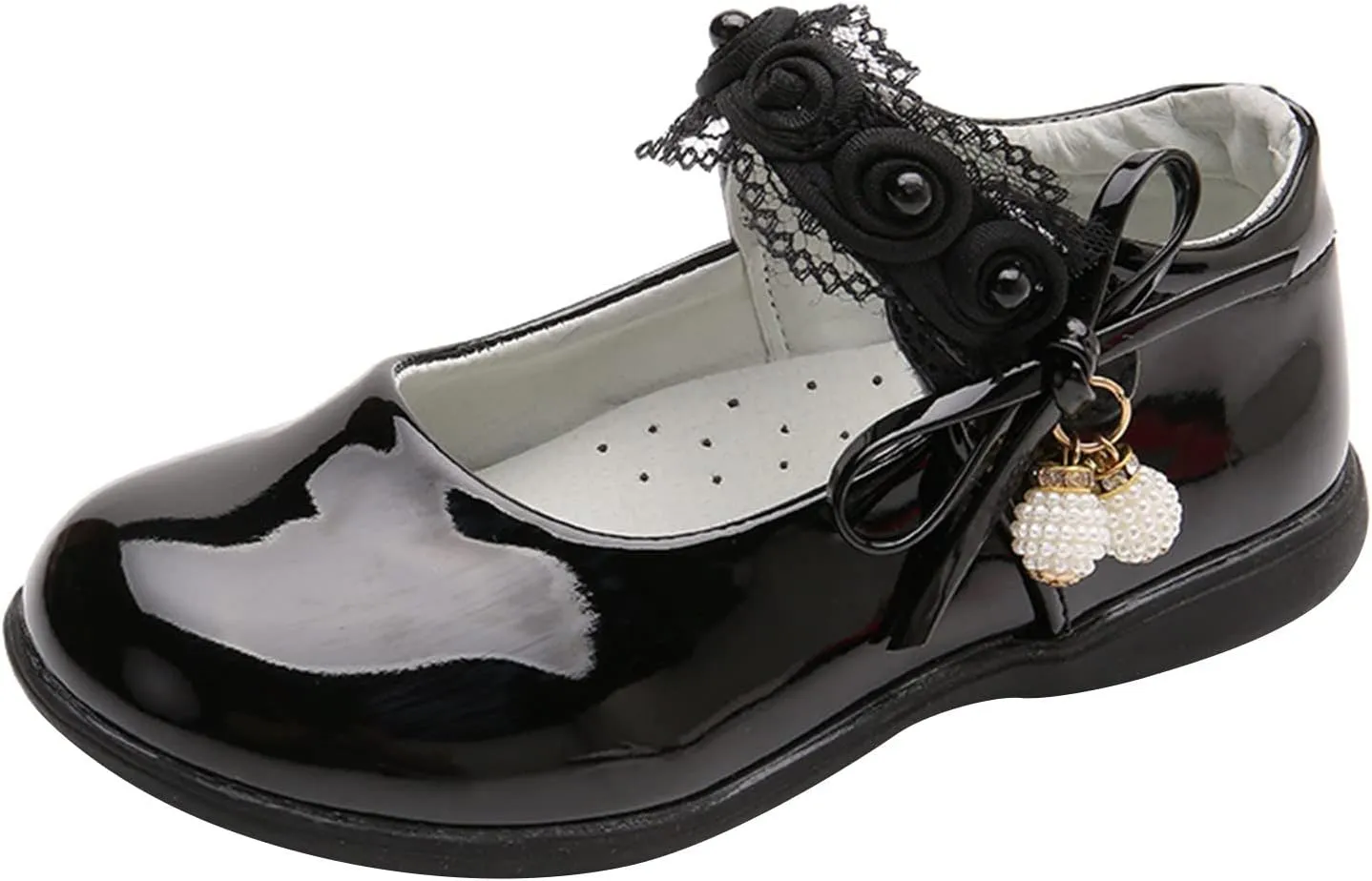 Big Girls Dancing Loafers Single Shoes Wedding Party Performance Shoes Lace Floral Decorations and Pendants