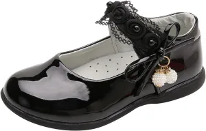 Big Girls Dancing Loafers Single Shoes Wedding Party Performance Shoes Lace Floral Decorations and Pendants