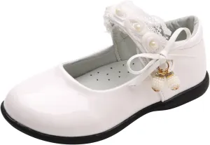 Big Girls Dancing Loafers Single Shoes Wedding Party Performance Shoes Lace Floral Decorations and Pendants