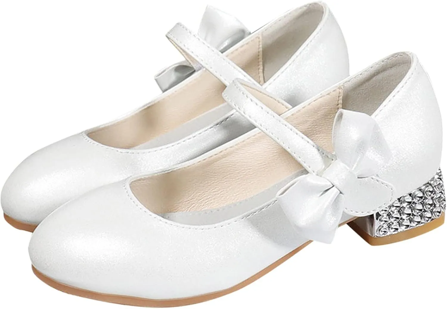 Big Girls Low Heels Loafers Girls Princess Dancing Party Performance Dress Shoes Children Bow Wide Shoes