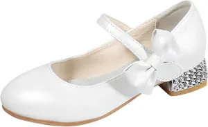 Big Girls Low Heels Loafers Girls Princess Dancing Party Performance Dress Shoes Children Bow Wide Shoes