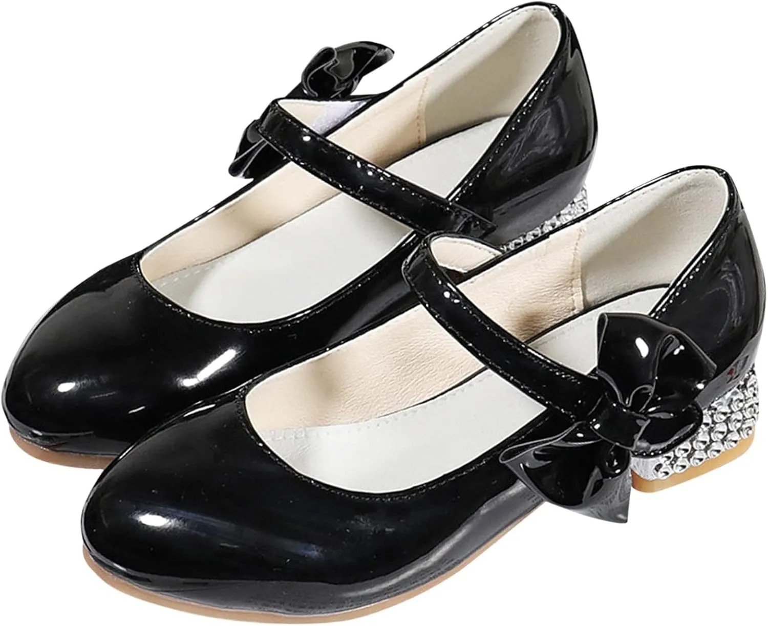 Big Girls Low Heels Loafers Girls Princess Dancing Party Performance Dress Shoes Children Bow Wide Shoes