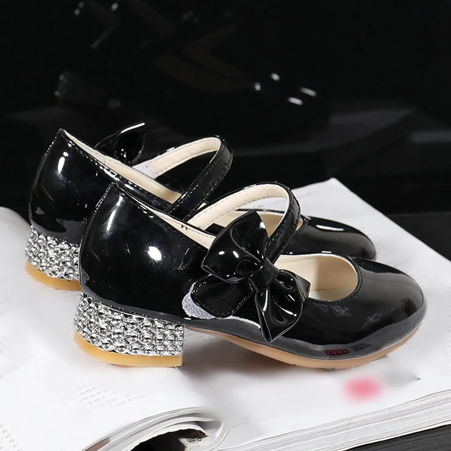 Big Girls Low Heels Loafers Girls Princess Dancing Party Performance Dress Shoes Children Bow Wide Shoes