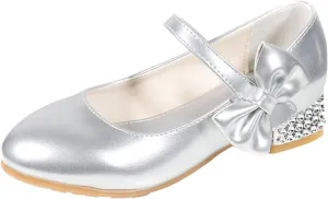 Big Girls Low Heels Loafers Girls Princess Dancing Party Performance Dress Shoes Children Bow Wide Shoes