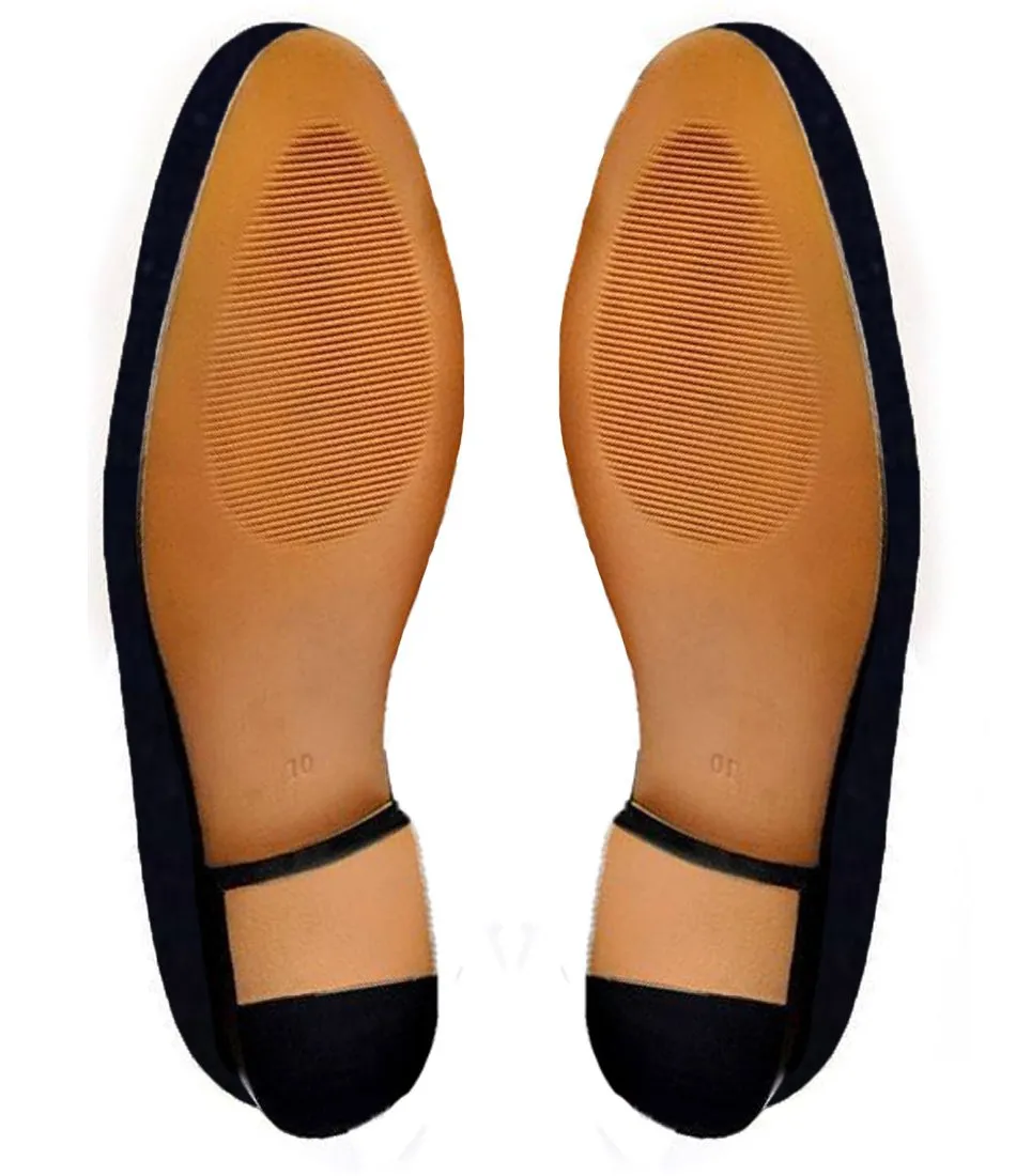 Blue Velvet Scotch Embroidered Loafers