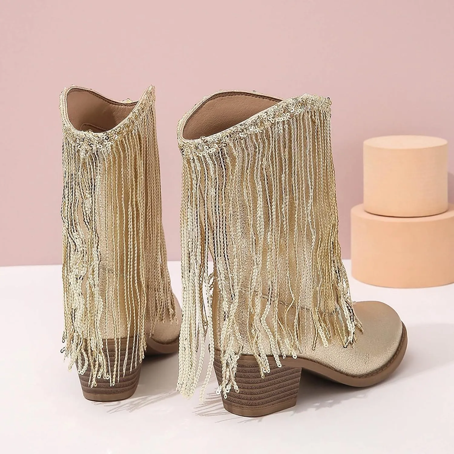 Boots for Girls Riding Shoes Cowgirl Mid-Calf Western Fringe Cowboy Little Kids Big Kids Toddler Dance Boot Birthday Dress