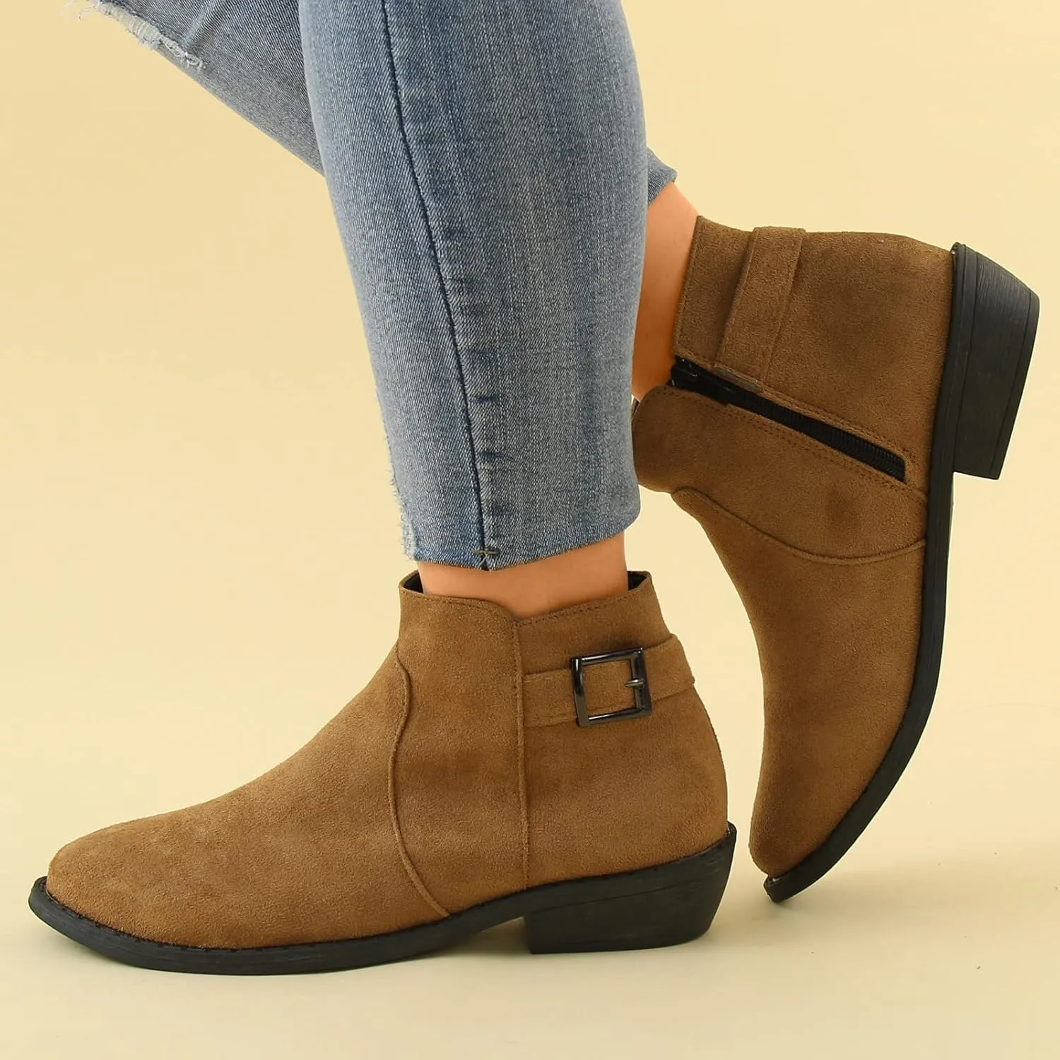 Boots for Women Premium Orthopedic Ankle Boots Arch Support Leather Comfortable Side Zip Wedge Booties 52