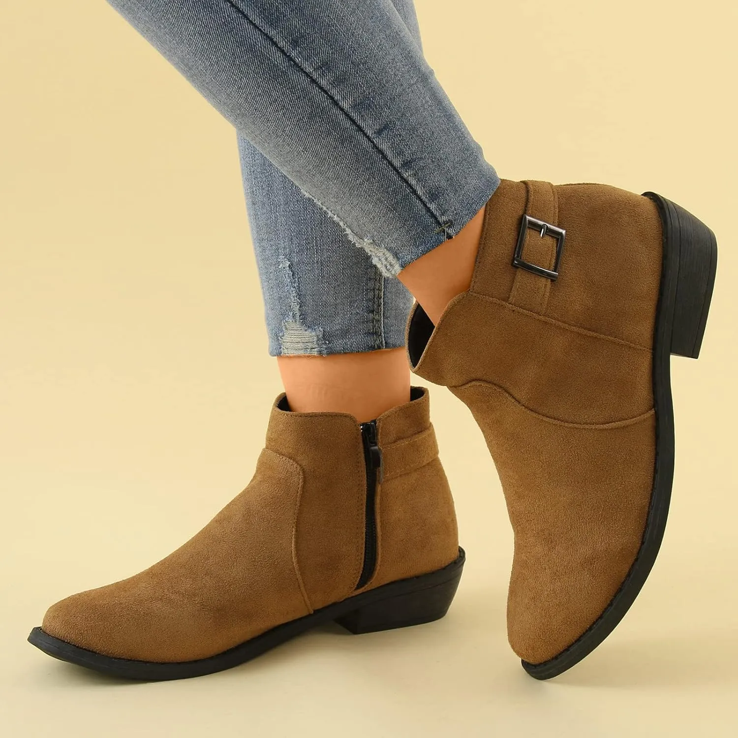Boots for Women Premium Orthopedic Ankle Boots Arch Support Leather Comfortable Side Zip Wedge Booties 52