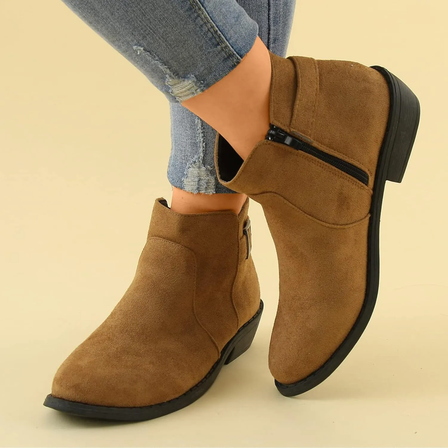 Boots for Women Premium Orthopedic Ankle Boots Arch Support Leather Comfortable Side Zip Wedge Booties 52