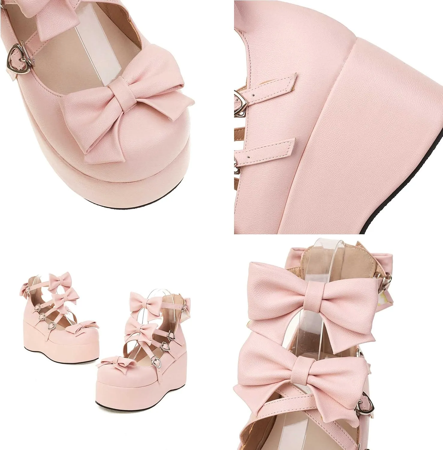 BREADO Mary Jane Women's Single Shoes Platform Shoes for high Chunky Heel Cross Strap Sweet Bow Oxford Gothic Lolita Shoes Dress