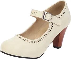 Caradise Womens Vintage Mary Jane Shoes Block Heel Ankle Strap Pumps