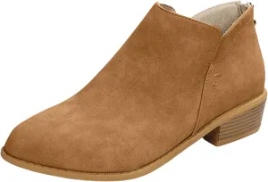 Cathalem Ankle Boots for Women Wide Calf Comfy V-Cutout Side Zip Low Heel Ankle BootiesVintage Leather Hiking Shoes