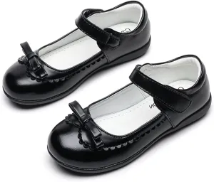 Children Girls Loafers Student Shoes Children Performance Princess Single Doudou Party Dance (Black, 10 Toddler)