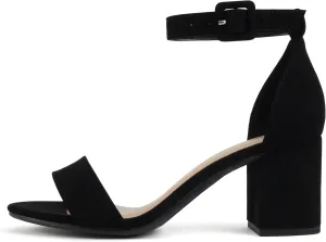 CITYCLASSIFIED W-Hallie ~ Women Round Toe Closed Back Counter Low Heel Dress Sandal with Adjustable Ankle Strap