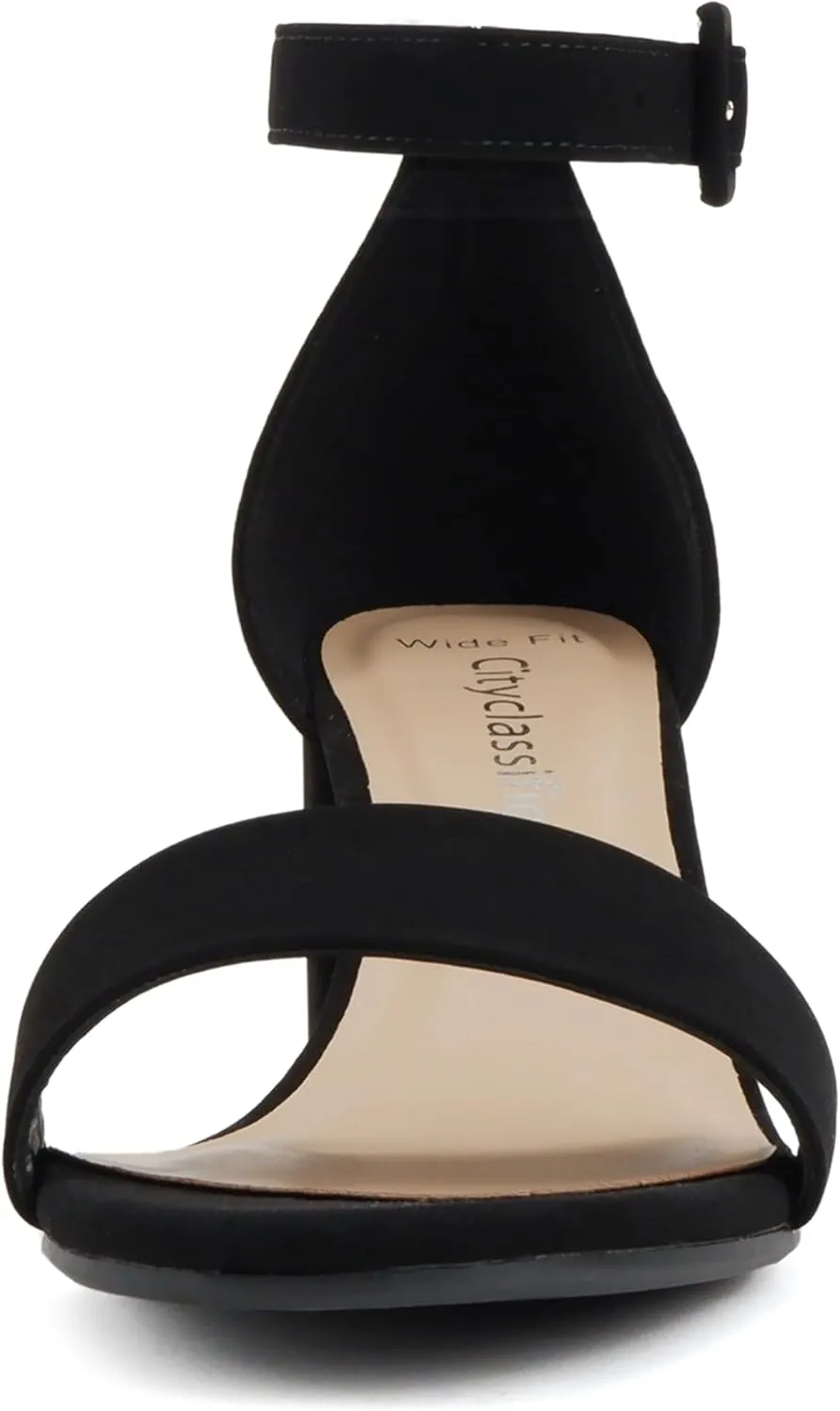 CITYCLASSIFIED W-Hallie ~ Women Round Toe Closed Back Counter Low Heel Dress Sandal with Adjustable Ankle Strap