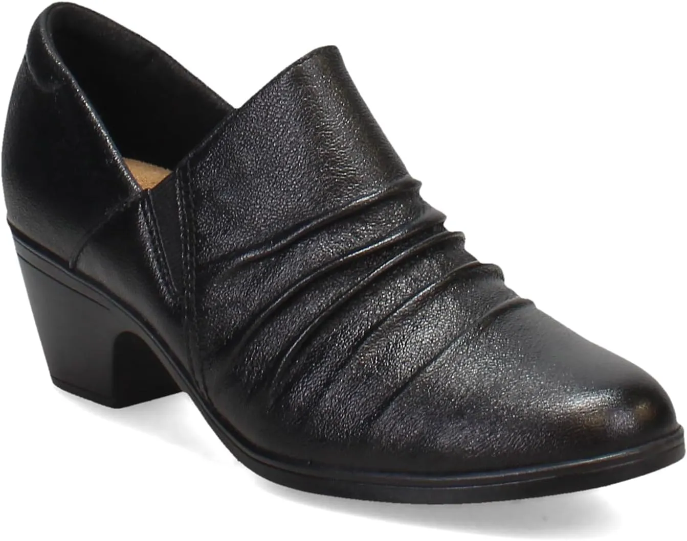 Clarks Womens Emily2 Cove Leather Round Toe Shooties