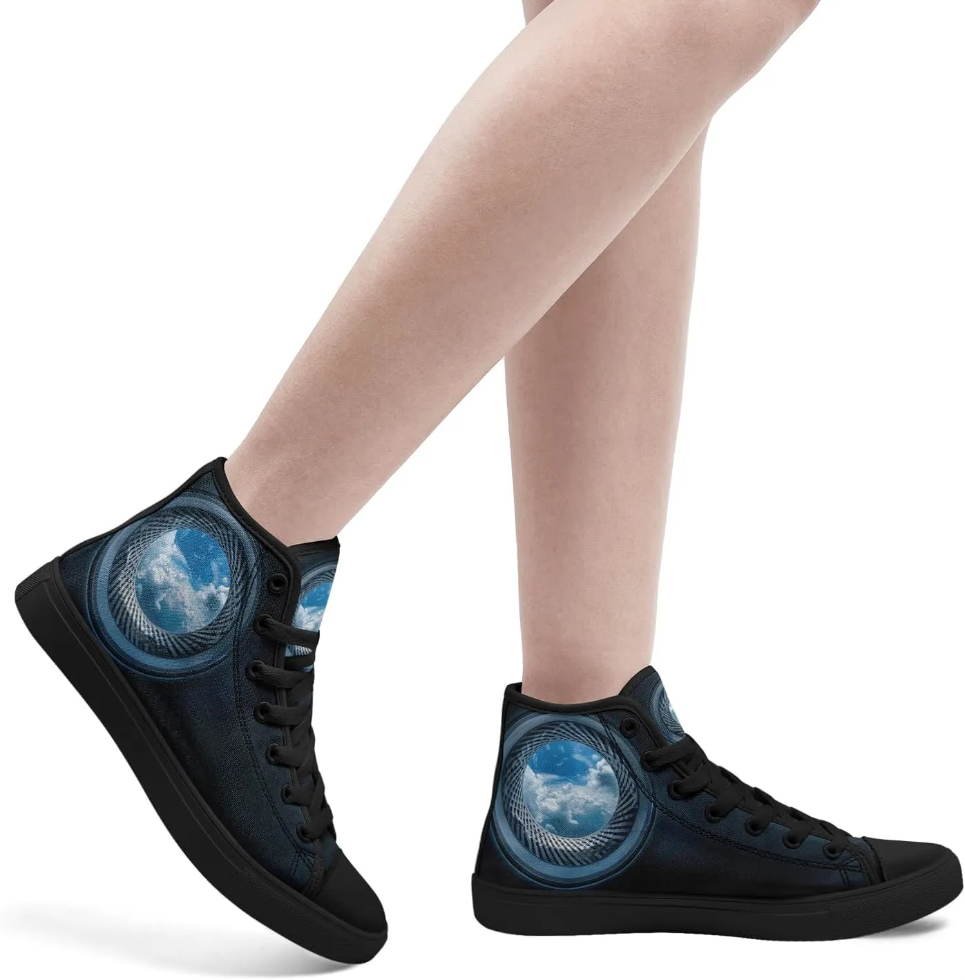 Colorful Canvas High-Top Sneakers for Men Women Sun Moon Dragon Design Lightweight Casual Shoes for Teens, Young Adults