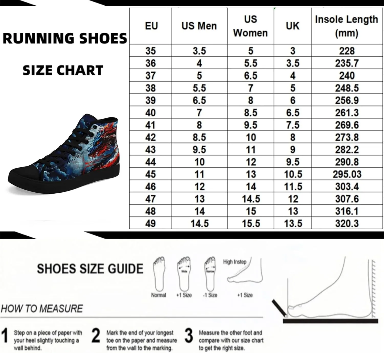 Colorful Canvas High-Top Sneakers for Men Women Sun Moon Dragon Design Lightweight Casual Shoes for Teens, Young Adults