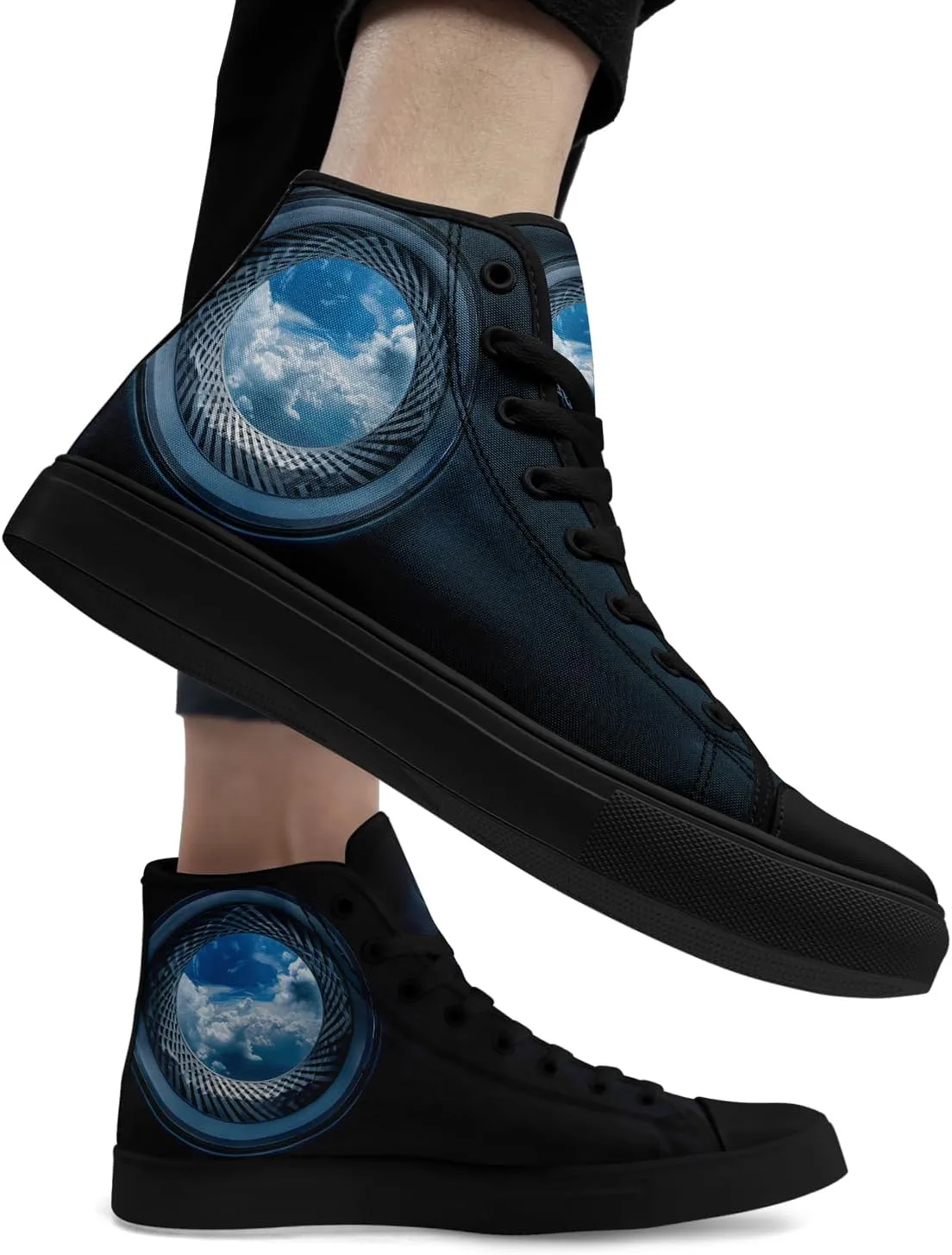 Colorful Canvas High-Top Sneakers for Men Women Sun Moon Dragon Design Lightweight Casual Shoes for Teens, Young Adults