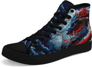 Colorful Canvas High-Top Sneakers for Men Women Sun Moon Dragon Design Lightweight Casual Shoes for Teens, Young Adults