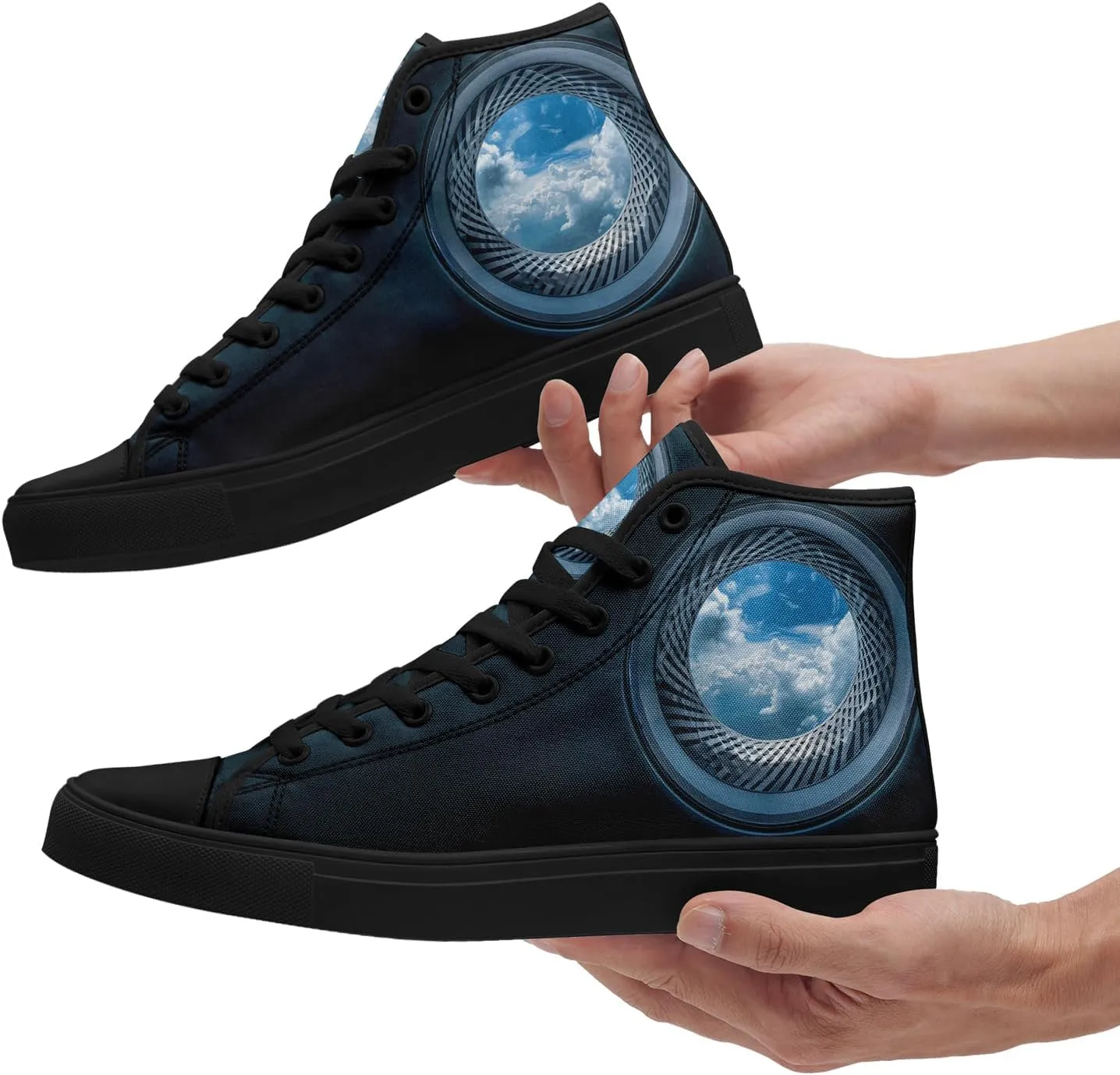 Colorful Canvas High-Top Sneakers for Men Women Sun Moon Dragon Design Lightweight Casual Shoes for Teens, Young Adults
