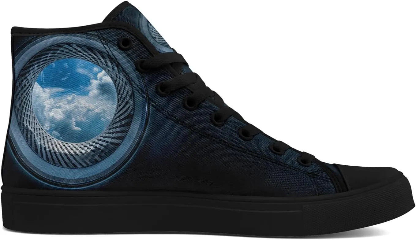 Colorful Canvas High-Top Sneakers for Men Women Sun Moon Dragon Design Lightweight Casual Shoes for Teens, Young Adults