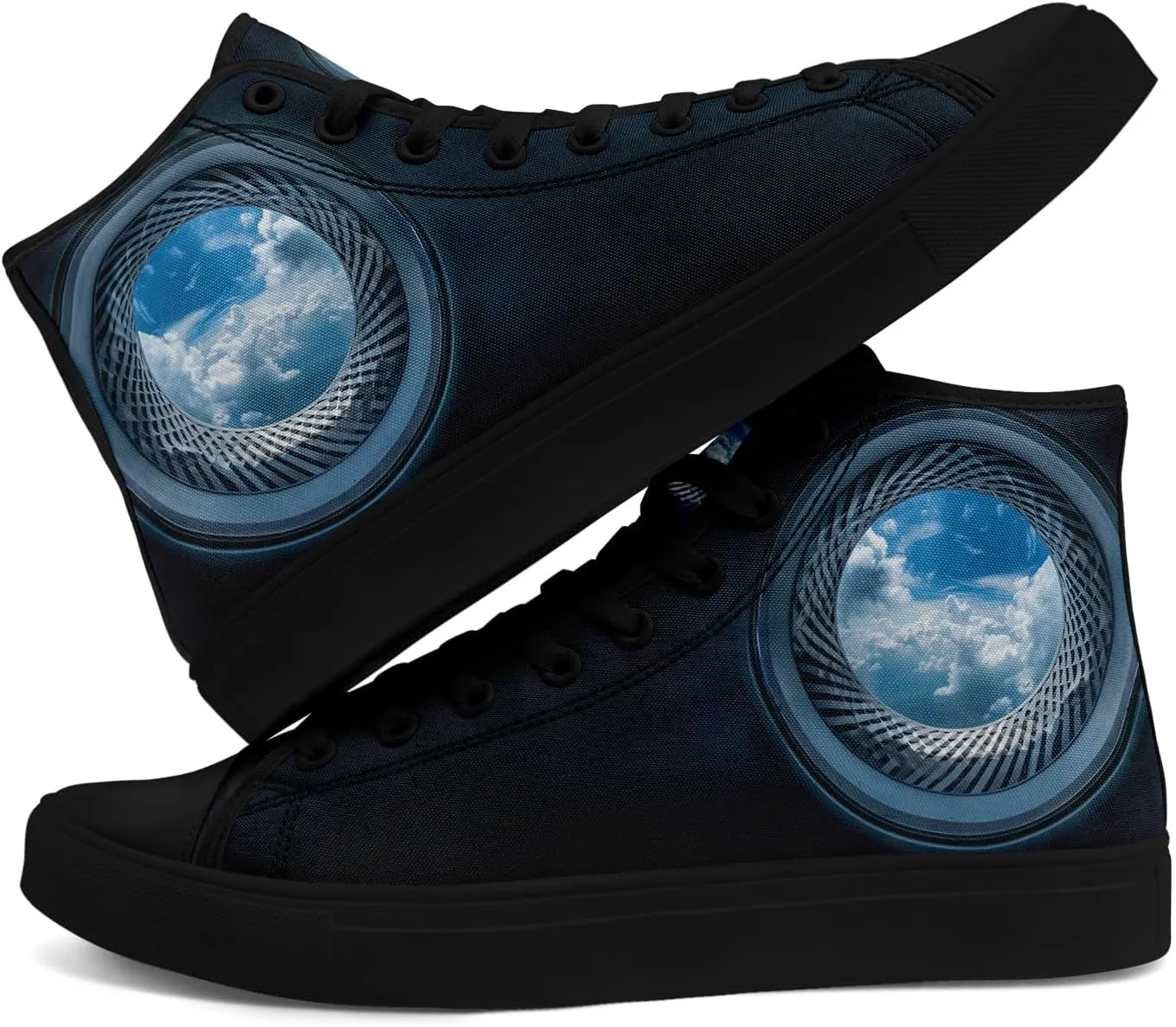 Colorful Canvas High-Top Sneakers for Men Women Sun Moon Dragon Design Lightweight Casual Shoes for Teens, Young Adults