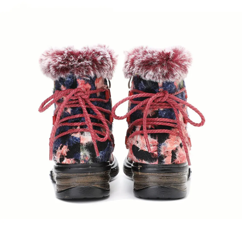 Comfortable Fur Collar Warm Flat Ankle Boots