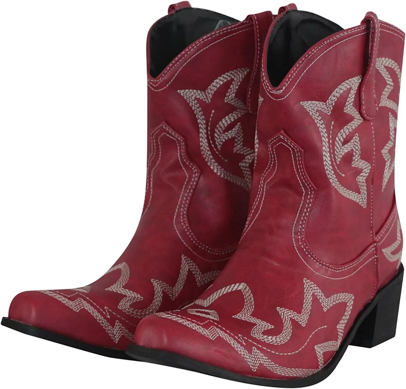 Cowboy Boots for Women Wide Calf Boots for Women Ankle Booties Vintage Cowboy Leather Non-Slip Low Heel Rider Boots