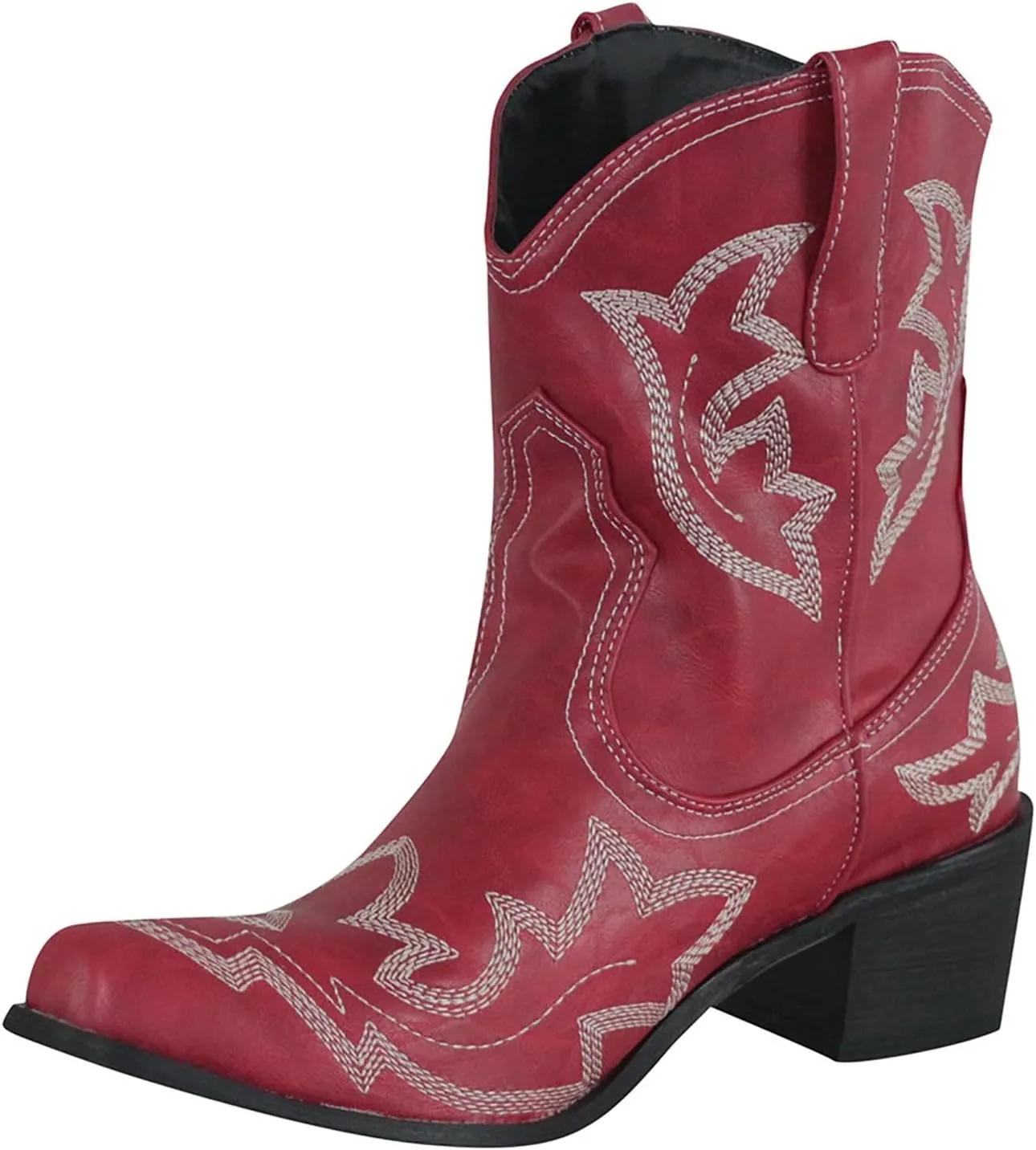Cowboy Boots for Women Wide Calf Boots for Women Ankle Booties Vintage Cowboy Leather Non-Slip Low Heel Rider Boots
