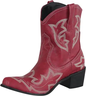 Cowboy Boots for Women Wide Calf Boots for Women Ankle Booties Vintage Cowboy Leather Non-Slip Low Heel Rider Boots